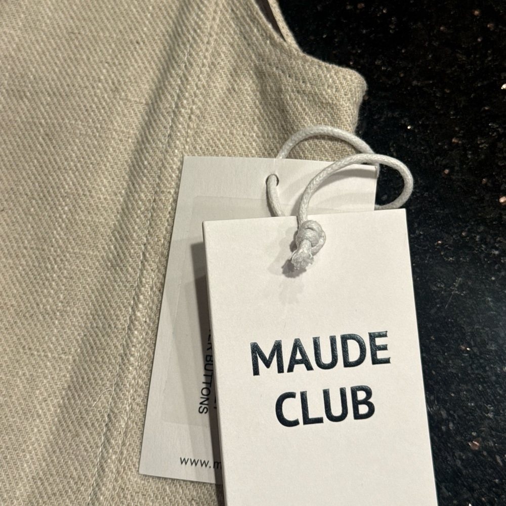 Maude Club Lennon Linen Longline Vest – Raffia Flower Buttons | Size S | NWT - Picture 6 of 6